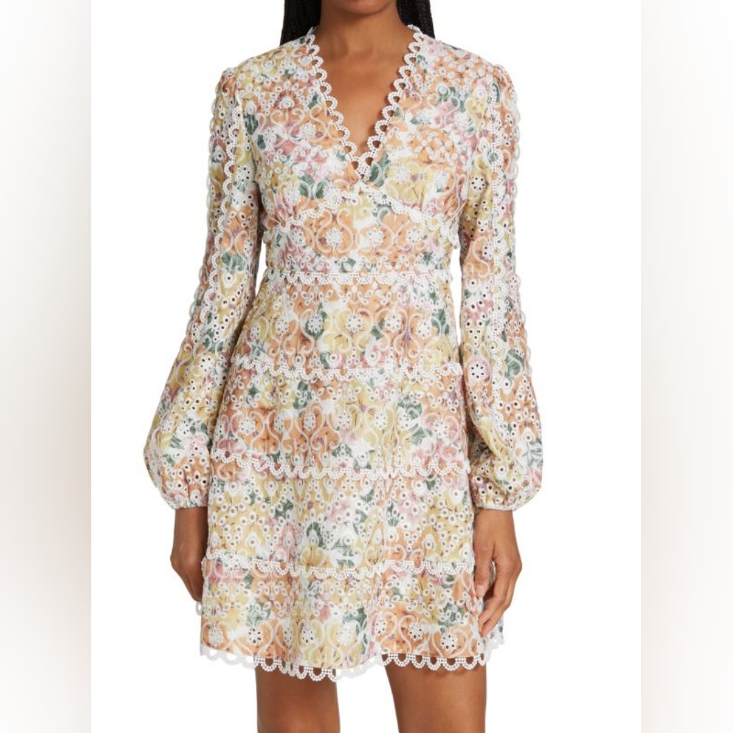 Nwt En Saison Floral Lace V-Neck Mini Dress!